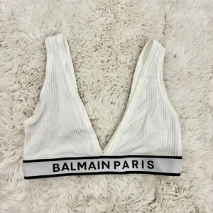 Balmain Ivory Ribbed Bralette